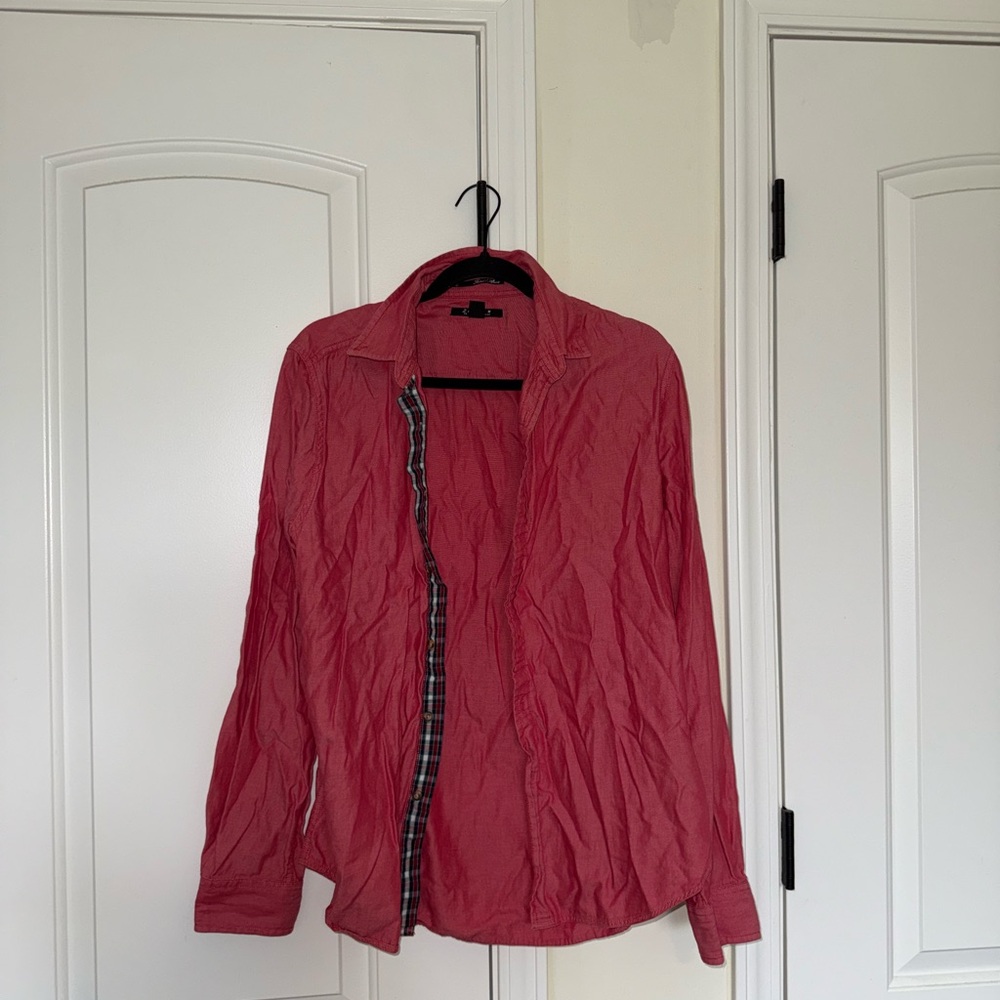 Men's Red Casual Button Down Shirt